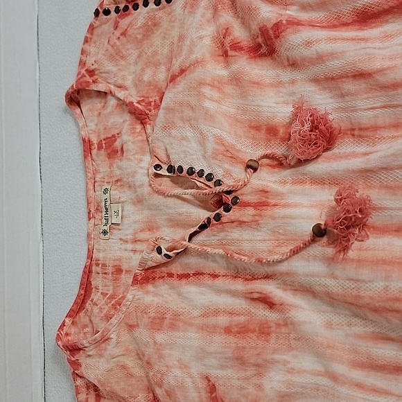 Ruff Hewn Women's White Pink Striped Tye Dye W/ Stud Accent Tunic Top,  1X - Picture 6 of 9